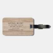 Monogrammed Faux Wood Textuur Bagagelabel (Achterkant horizontaal)