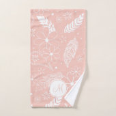 Monogrammed Feathers Flower Doodles roze ELKE kleu Bad Handdoek (Handdoek)