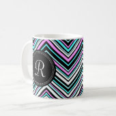 Monogrammed Feminine Tribal Chevron Pattern Koffiemok (Voorkant links)
