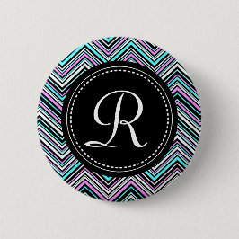 Monogrammed Feminine Tribal Chevron Pattern Ronde Button 5,7 Cm