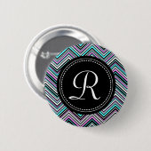 Monogrammed Feminine Tribal Chevron Pattern Ronde Button 5,7 Cm (Voorkant /achterkant)