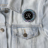 Monogrammed Feminine Tribal Chevron Pattern Ronde Button 5,7 Cm (In situ)