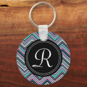 Monogrammed Feminine Tribal Chevron Pattern Sleutelhanger (Voorkant)