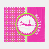Monogrammed Figuur Skater roze - Groene Polka-Stip Fleece Deken (Voorkant (Horizontaal))
