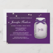 Monogrammed Firefly Mason Jar Vrijgezellenfeest Kaart (Voorkant)