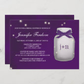 Monogrammed Firefly Mason Jar Vrijgezellenfeest Kaart (Voorkant / Achterkant)