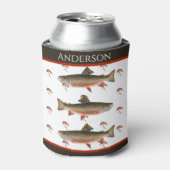 Monogrammed Fishermen Fly Fishing Brook Trout Blikjeskoeler (Blikje Voorkant)