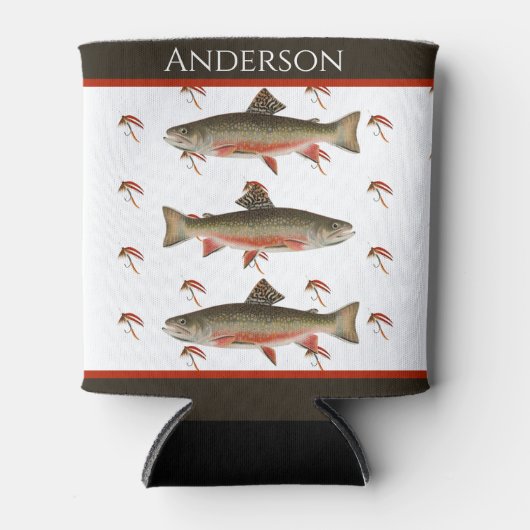 Monogrammed Fishermen Fly Fishing Brook Trout Blikjeskoeler (Voorkant)