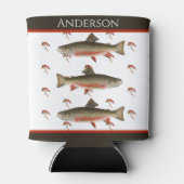 Monogrammed Fishermen Fly Fishing Brook Trout Blikjeskoeler (Achterkant)