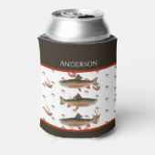 Monogrammed Fishermen Fly Fishing Brook Trout Blikjeskoeler (Blikje Achterkant)