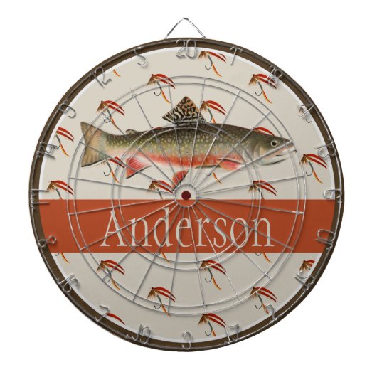 Monogrammed Fishermen Fly Fishing Brook Trout Dartbord (Voorkant)