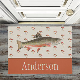 Monogrammed Fishermen Fly Fishing Brook Trout Deurmat