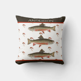 Monogrammed Fishermen Fly Fishing Brook Trout Kussen