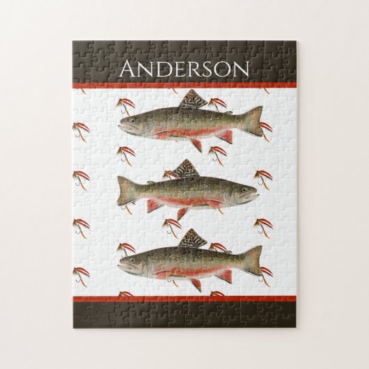 Monogrammed Fishermen Fly Fishing Brook Trout Legpuzzel (Verticaal)