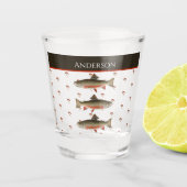 Monogrammed Fishermen Fly Fishing Brook Trout Shot Glas (Voorkant)