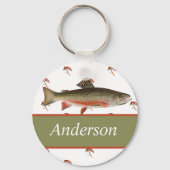 Monogrammed Fishermen Fly Fishing Brook Trout Sleutelhanger (Voorkant)