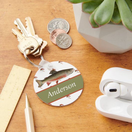 Monogrammed Fishermen Fly Fishing Brook Trout Sleutelhanger (Bureau)