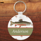 Monogrammed Fishermen Fly Fishing Brook Trout Sleutelhanger (Voorkant)
