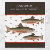 Monogrammed Fishermen Fly Fishing Brook Trout Wijn Etiket (Enkel label)