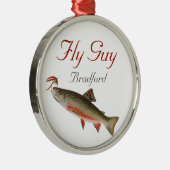 Monogrammed Fishermen Fly Fishing lure Metal Orn Metalen Ornament (Rechts)