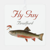 Monogrammed Fishermen Fly Fishing lure Metal Orn Metalen Ornament (Voorkant)