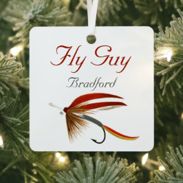 Monogrammed Fishermen Fly Fishing lure Metalen Ornament