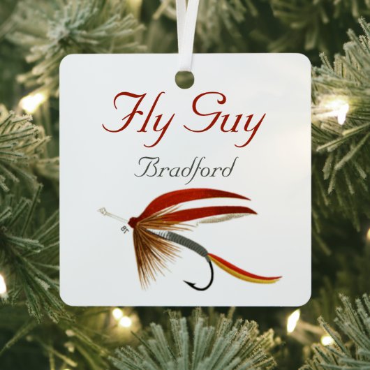 Monogrammed Fishermen Fly Fishing lure Metalen Ornament (Insitu)
