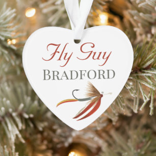 Monogrammed Fishermen Fly Fishing lure Ornament