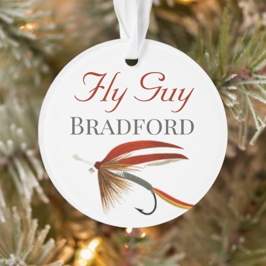 Monogrammed Fishermen Fly Fishing lure Ornament (Boom)