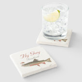 Monogrammed Fishermen Fly Fishing lure Stenen Onderzetter (Zijkant)