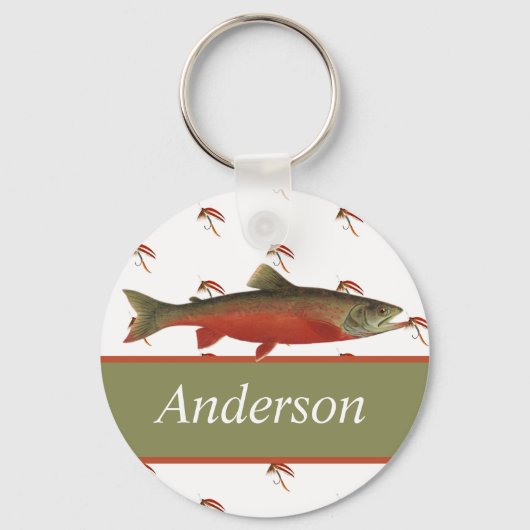 Monogrammed Fishermen Fly Fishing Salmon lure Sleutelhanger (Voorkant)