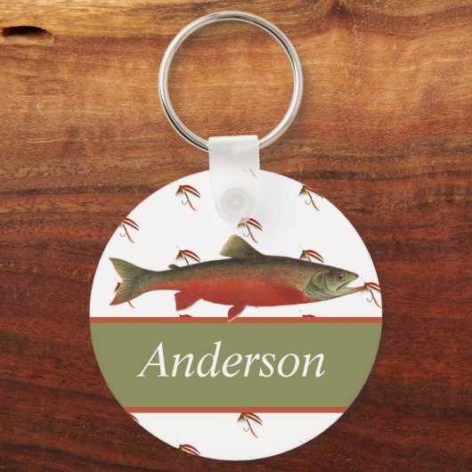 Monogrammed Fishermen Fly Fishing Salmon lure Sleutelhanger (Achterkant)