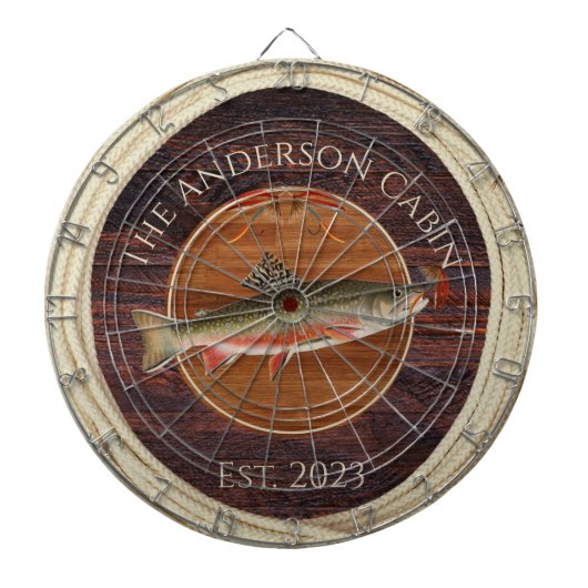Monogrammed Fishermen Fly Fishing Trout Dart Boa Dartbord (Voorkant)