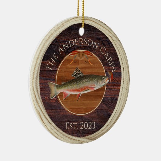 Monogrammed Fishermen Vliegforel Keramisch Ornament (Rechts)