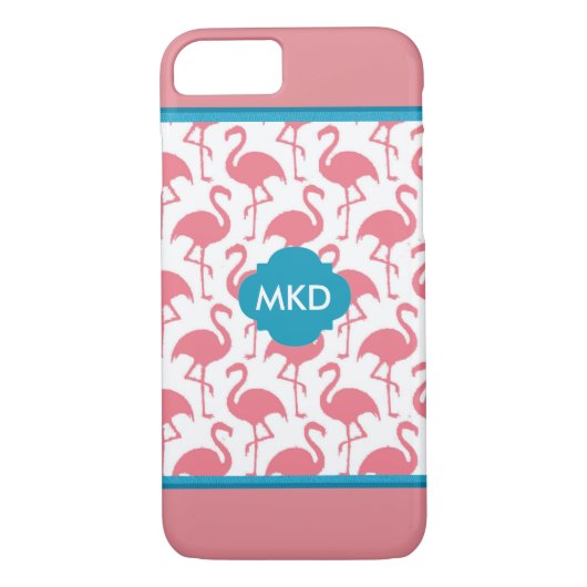 Monogrammed Flamingo iPhone Case (Achterkant)