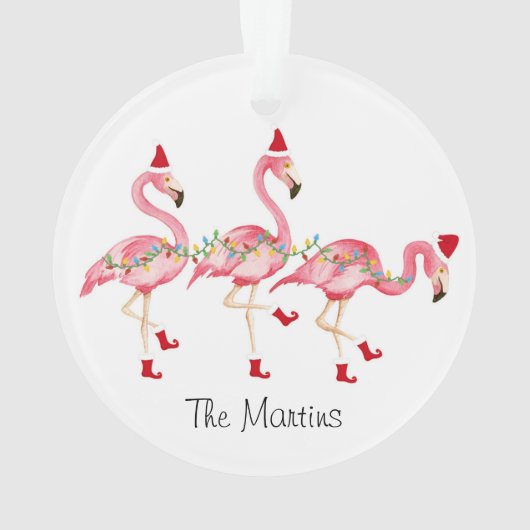 Monogrammed Flamingo Kerstversiering Ornament (achterkant)