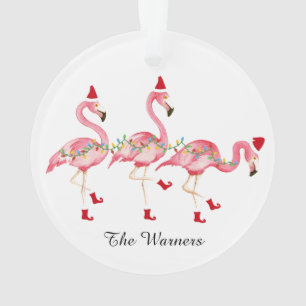 Monogrammed Flamingo Kerstversiering Ornament