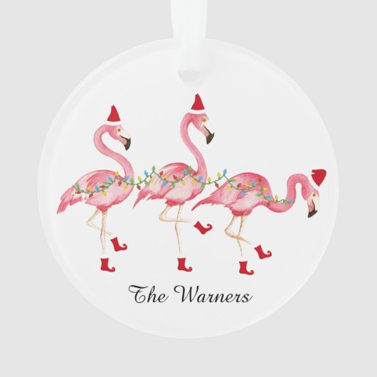 Monogrammed Flamingo Kerstversiering Ornament (achterkant)