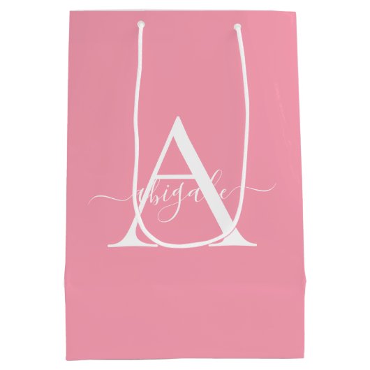 Monogrammed Flamingo Pink | Minimale legant Medium Cadeauzakje (Achterkant)