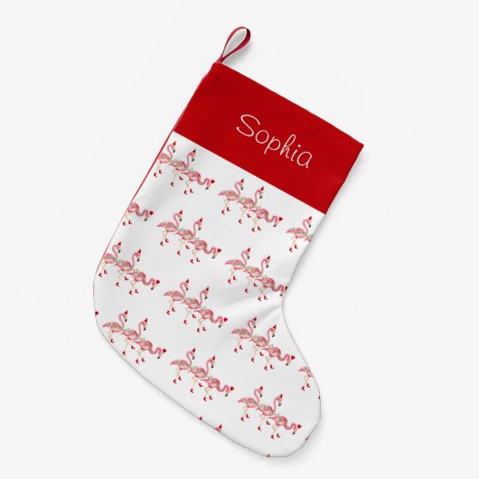 Monogrammed Flamingos Kerstkous Kleine Kerstsok (Voorkant (Hangend))