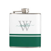 Monogrammed Flask Girly Modern Script Emerald Heupfles (Voorkant)