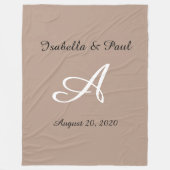 Monogrammed fleece deken, bruiloft cadeau (Voorkant)