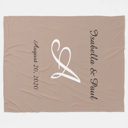 Monogrammed fleece deken, bruiloft cadeau (Voorkant (Horizontaal))