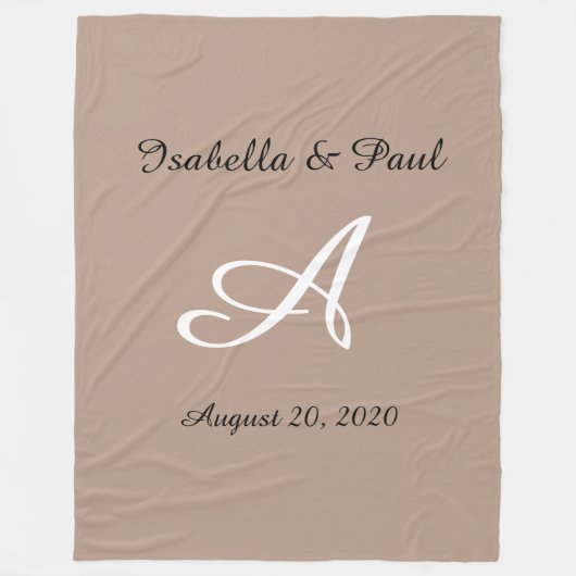 Monogrammed fleece deken, bruiloft cadeau deken (Voorkant)