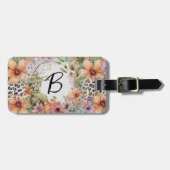 Monogrammed Floral Bagagelabel (Voorkant horizontaal)