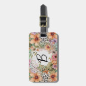 Monogrammed Floral Bagagelabel (Voorkant verticaal)
