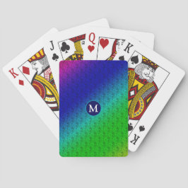 Monogrammed Floral Blue Green Diagonal Pattern Pokerkaarten