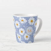 Monogrammed Floral Blue, Oranje, wit Latte Mok (Rechterhoek)