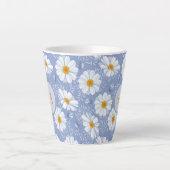 Monogrammed Floral Blue, Oranje, wit Latte Mok (Voorkant)