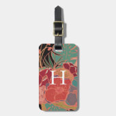Monogrammed Floral Bohemian  Bagagelabel (Voorkant verticaal)